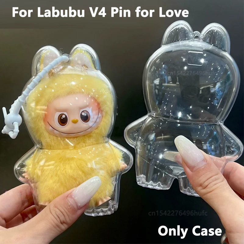 Étui de protection Transparent pour LABUBU, 4 broches, pour série LOVE, poupée en peluche en vinyle, boîte de rangement anti-poussière pour accessoires LABUBU, nouvelle collection