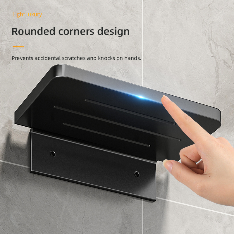 ABS ห้องน้ําชั้นวางของสีดําชั้นวางผู้ถือตะกร้าอาบน้ําโทรศัพท์ห้องน้ําองค์กร WB8011