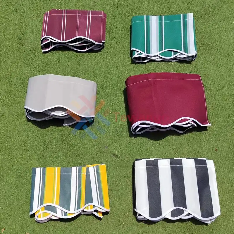2.5m/3m/3.5m/4m/5m Store Banner Replacement Waterproof Fabric Strips Wavy Valance Sun Shade Canopy Patio Awning