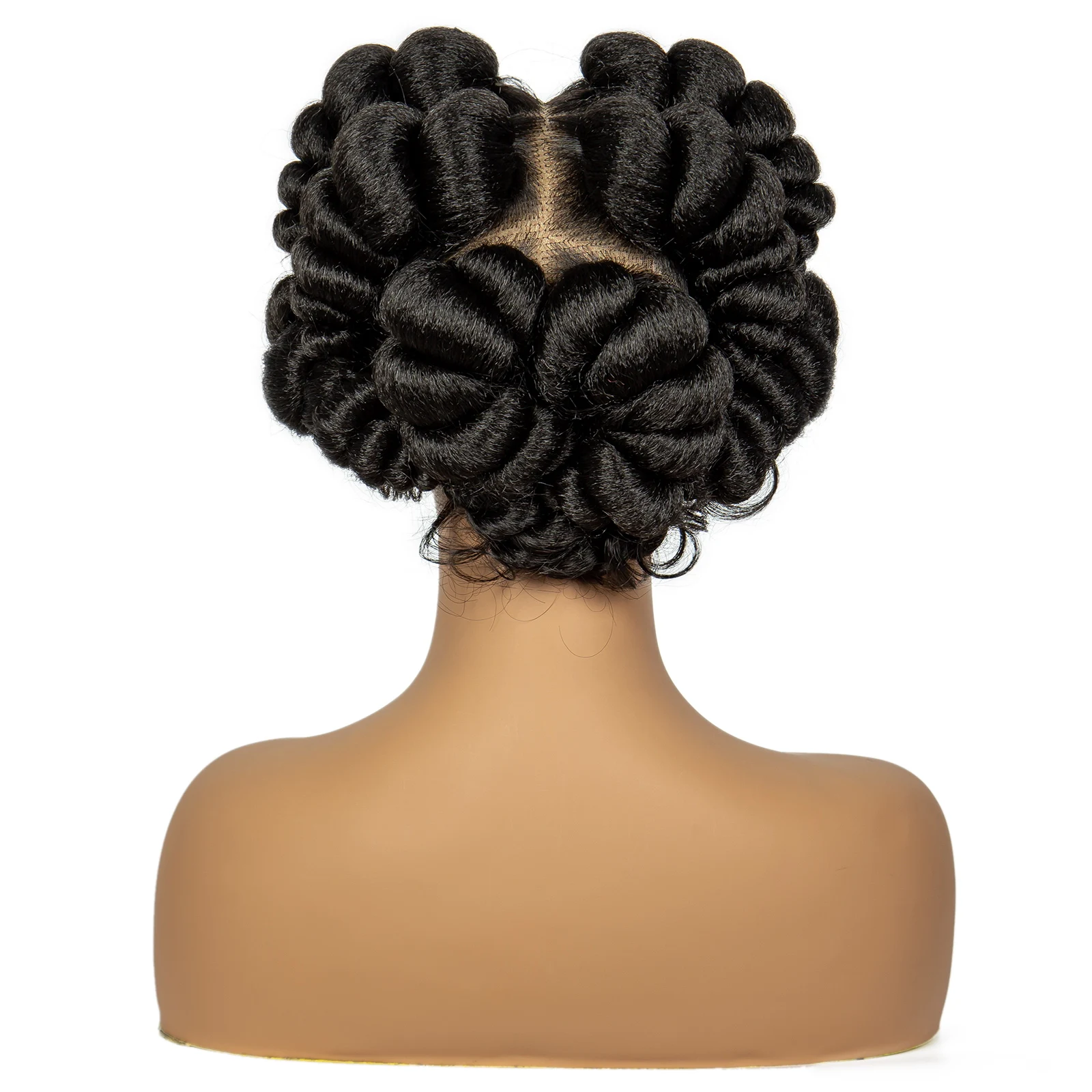 Perucas sintéticas feitas à mão com renda completa, perucas curtas e fofas de renda trançada natural para mulheres negras, perucas sem nós