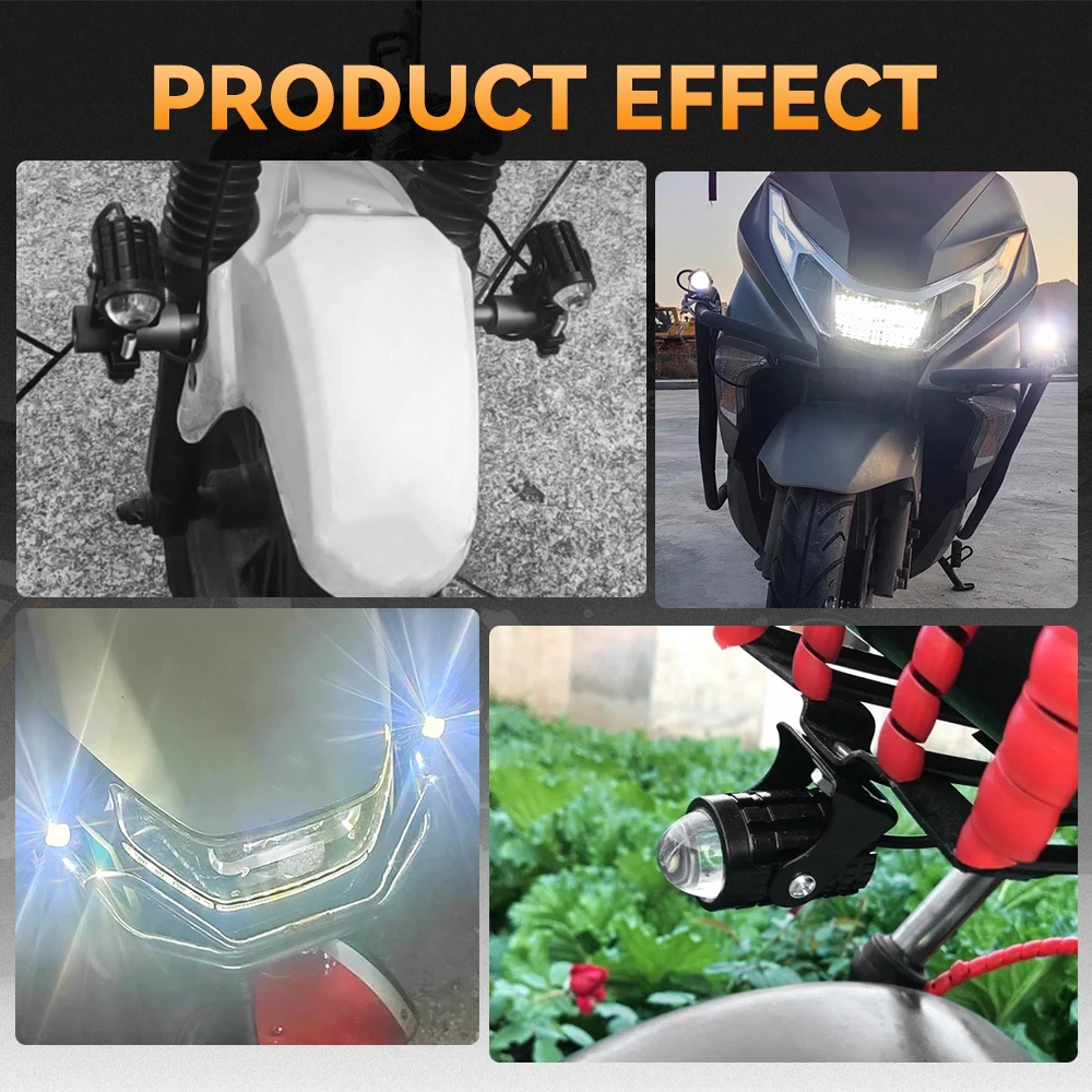 Faróis de led para motocicleta, holofotes auxiliares, mini projetor, luz de neblina, lâmpada frontal de condução, universal, cor dupla, acessórios para moto