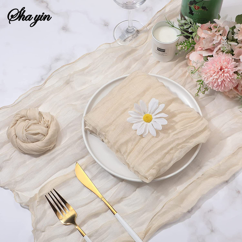 Semi-Sheer Gauze Table Runner Sage Cheesecloth Table Setting Dining Vintage Wedding Party Christmas Banquets Arches Cake Decor