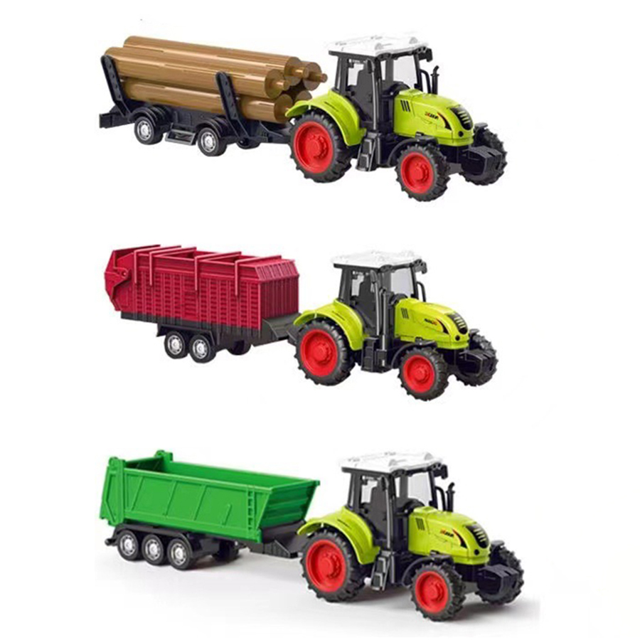 รถแทรกเตอร์ฟาร์มรถบรรทุกรถแทรกเตอร์ความเฉื่อยรถขนส่ง Pulverizer รุ่นรถเด็กของเล่นเด็กวิศวกรรมรถของเล่นเพื่อการศึกษาเด็ก