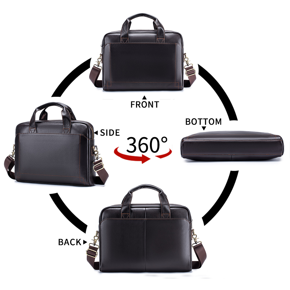 Borsa da uomo in pelle, valigetta in pelle di vacchetta con strato superiore, borsa per laptop in pelle, borsa da ufficio a croce diagonale