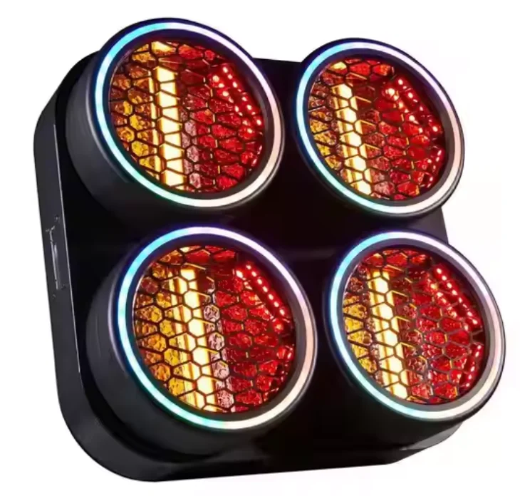 Harga Grosir Lampu Retro COB LED 4 Mata 50W dengan Cincin Dmx512 RGB Lampu Panggung Blinder untuk Bar Disko Klub Malam