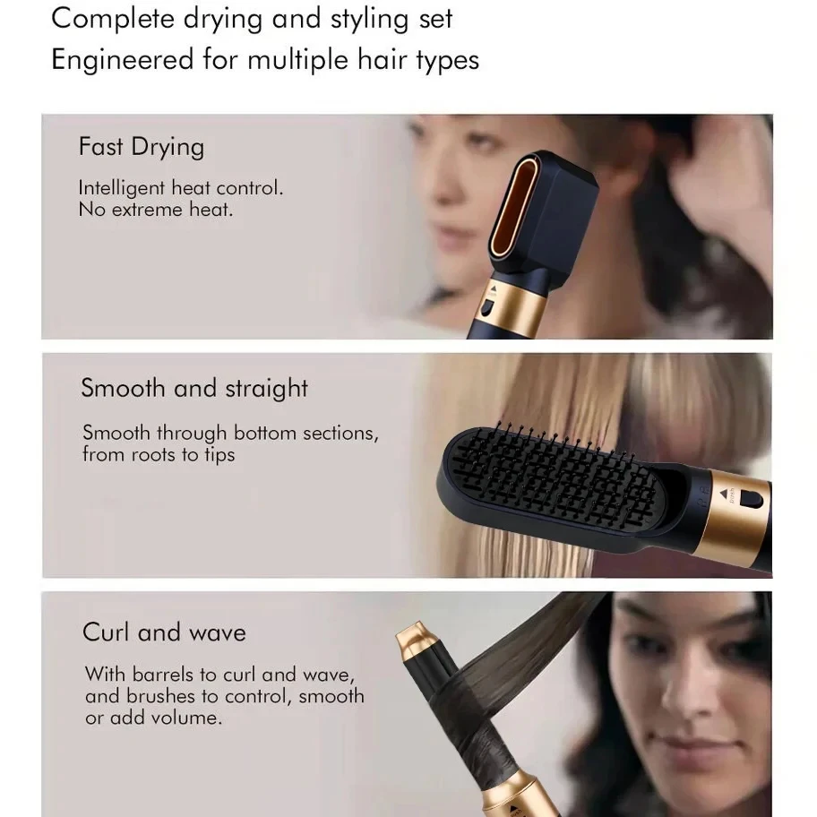 Novo secador de cabelo multi modelador de cabelo 5 em 1 curling ferro alisador de cabelo com escova de cabelo secador de cabelo multi styler