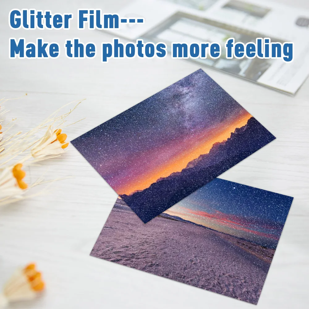 50 枚 A4 粘着コールドラミネートフィルムホログラフィックサンドホイルグリッタースター写真ラミネートフィルム写真を保護する DIY カード