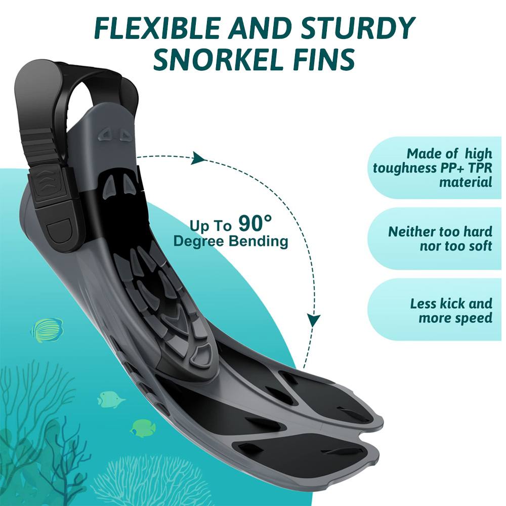 ดําน้ํา Fins ปรับหัวเข็มขัดว่ายน้ํา Flippers สั้นซิลิโคนดําน้ํารองเท้าส้นเปิดขนาดเดินทางผู้ใหญ่ผู้ชายผู้หญิง