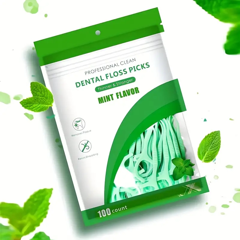 500 Uds. Hilo Dental con boca de menta, hilo de limpieza Interdental, palo de hilo de cuidado desechable, adecuado para limpieza de cuidado bucal