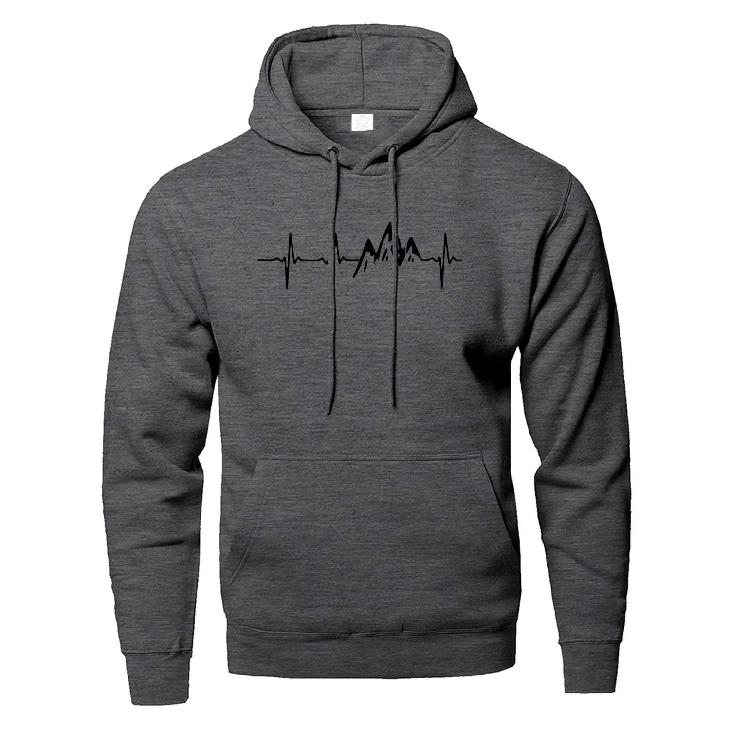 Felpe con cappuccio Mountain Heartbeat Felpa per adolescenti Felpa con cappuccio a maniche lunghe autunnale Felpa con cappuccio Nero Grigio Abbigliamento sportivo
