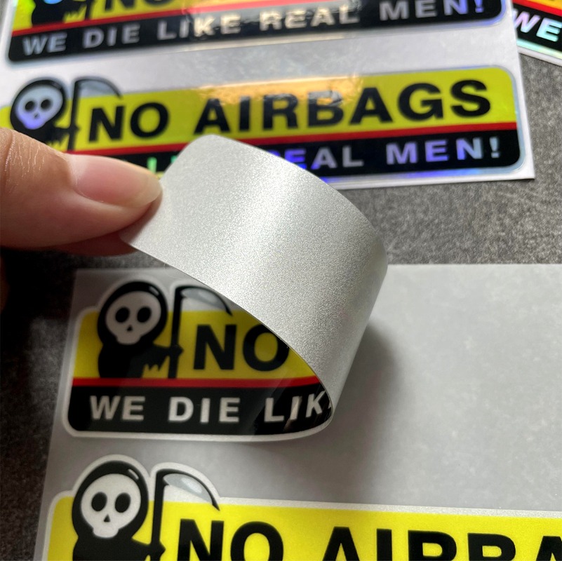 2PCS NO AIRBAGS We Die Like Real Men Funny Car Sticker Decal Safety Warning Sticker Visor Window Graphic Waterproof
