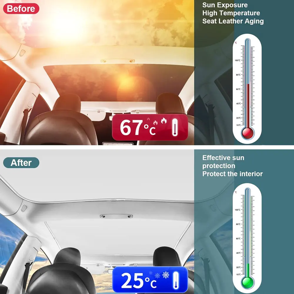 Zonneschermen Voor Tesla Model 3 Zonnedak Highland 2025 Model Y 2020-25 Ijs Doek Gesp Zon Pare Glas Voor achter Dakraam Accessoire