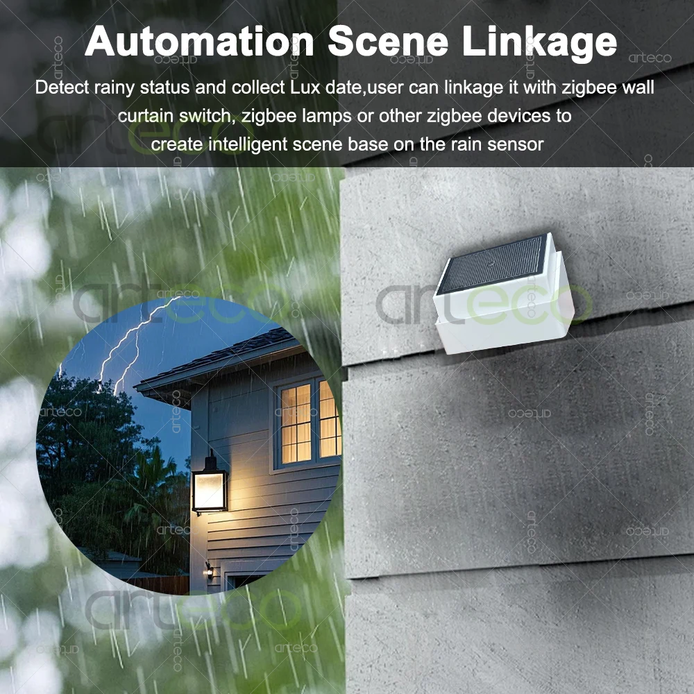 Sensor de detecção de chuva zigbee 2 em 1, com detector de luz, sensor de gota de chuva, funciona com tuya smart life home assistant zigbee2mqtt