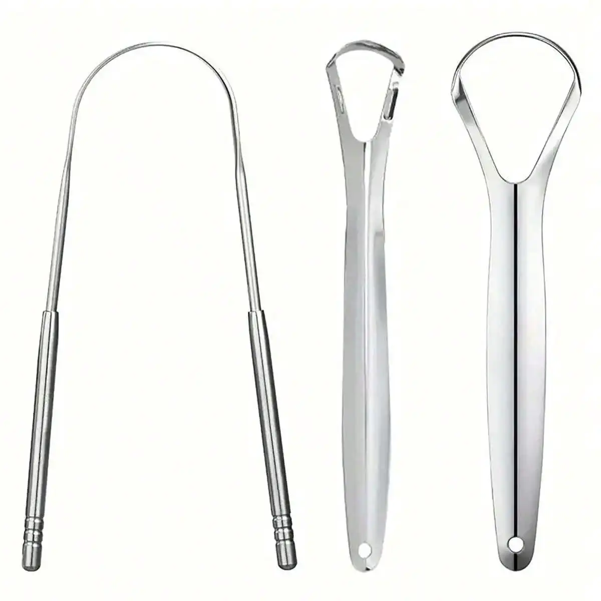 Rascador de lengua con mango antideslizante, raspador de lengua portátil de una sola capa, reutilizable, de acero inoxidable, estuche para cepillo bucal, limpieza de lengua