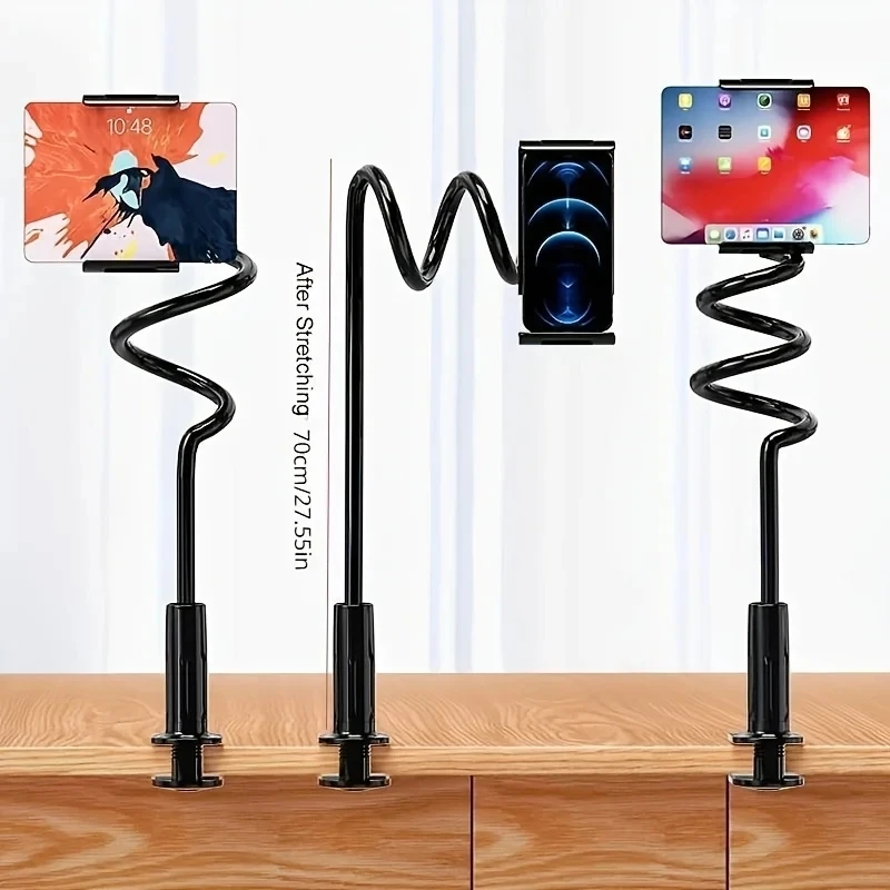 70 ซม.ผู้ถือโทรศัพท์ขาตั้ง Lazy Bracket Headrest เตียง 360 ยืดหยุ่นแขนยาว CLAMP Mount สําหรับ iPhone Samsung และ 3.5 ~ 6.7 "อุปกรณ์