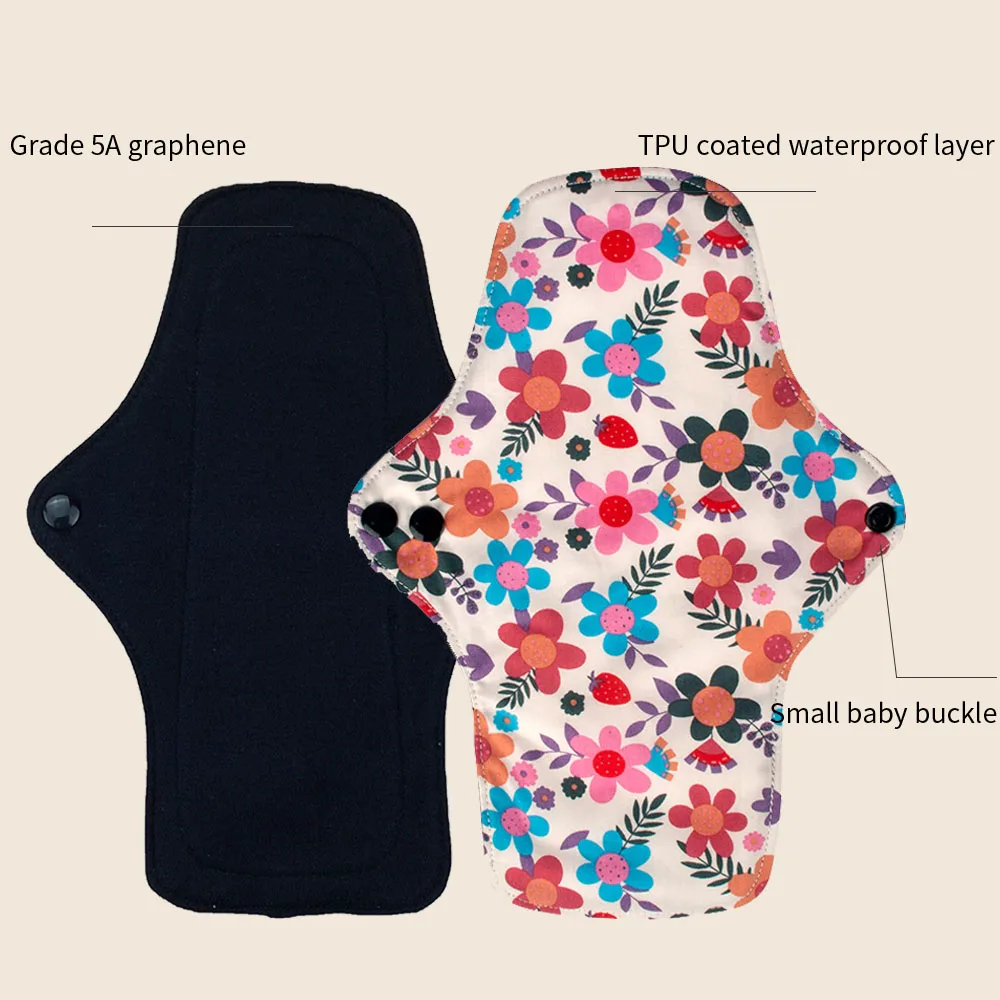 BIAI-compresas sanitarias de algodón para mujer, 3 piezas, reutilizables, lavables, impermeables, absorción de agua