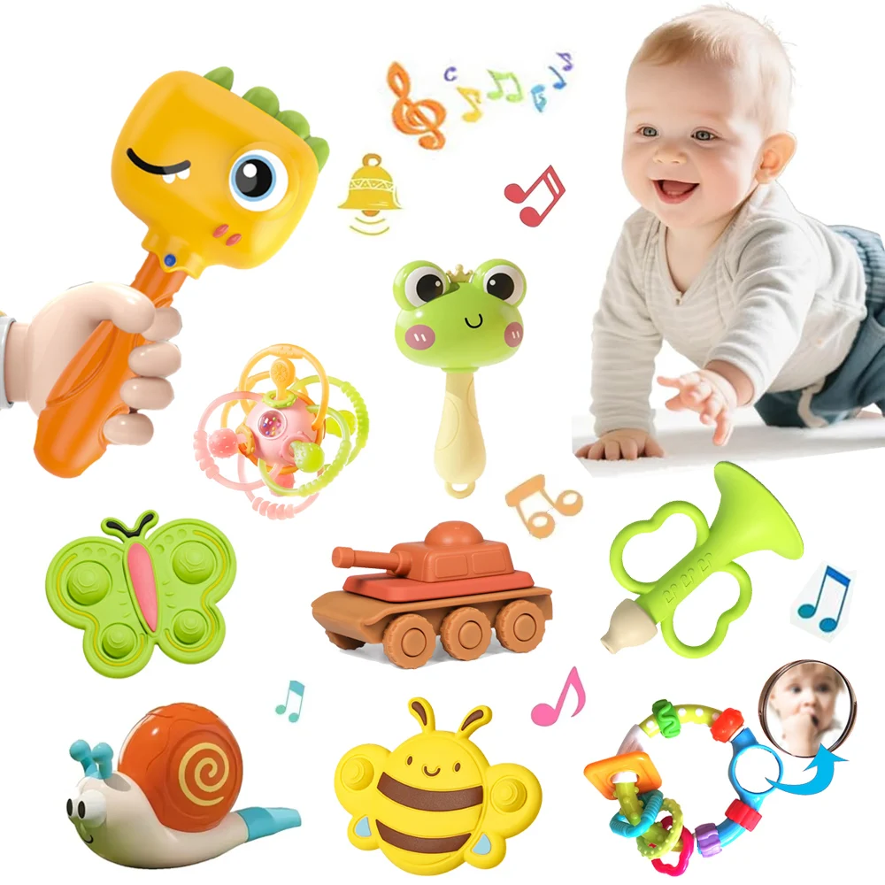 Baby Development Toys 0 6 12 Months Sensory Baby Teether Rattle Educational Baby Toys Soft Teething Toys Games For Babies 1 Year