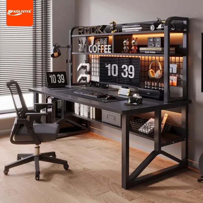 AOLIVIYA ชั้นวางหนังสือแบบบูรณาการโต๊ะศึกษานักเรียนห้องนอนตารางเกม Office Home Desktop โต๊ะคอมพิวเตอร์เดสก์ท็อป