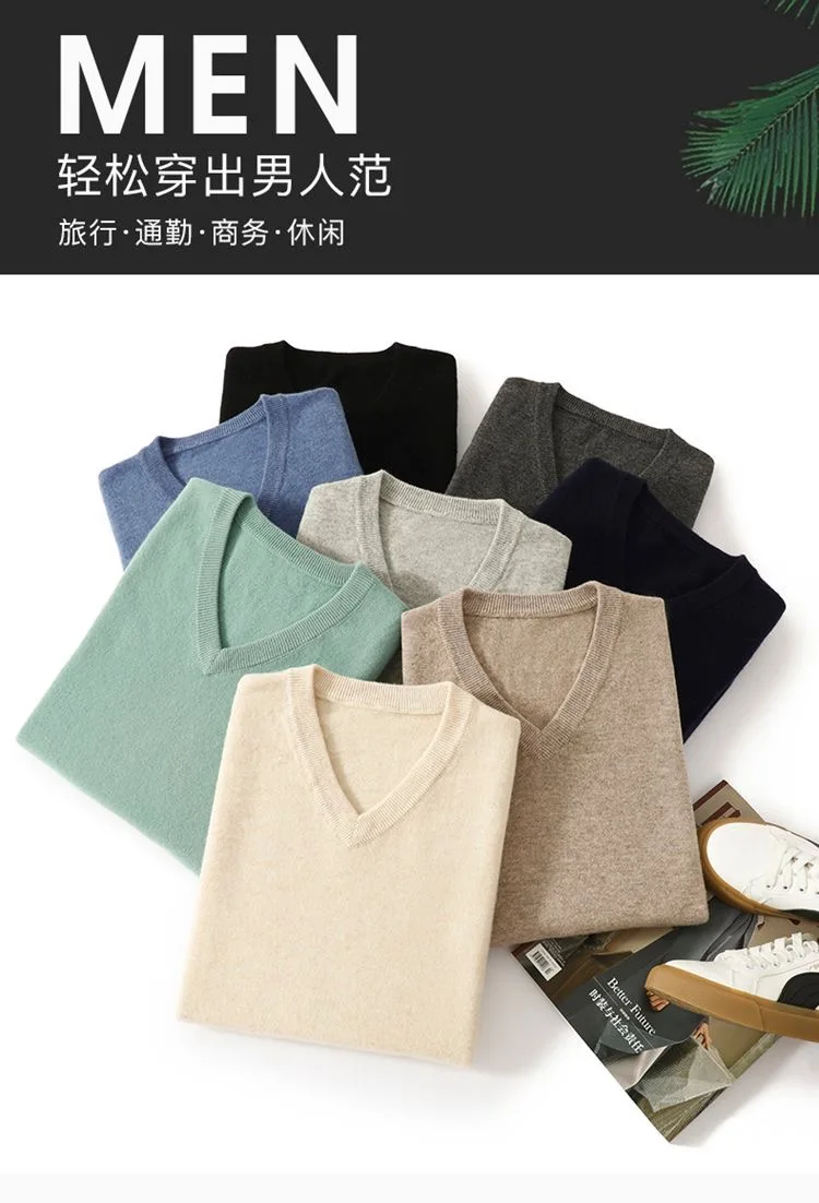 スーパーカシミヤセーター男性厚いプルオーバー秋冬暖かいクラシック V ネック服男性ジャンパージャージ Hombre プルオム 4XL
