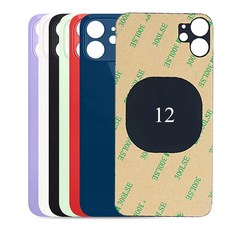 Zurück Glas + 3M Kleber Für IPhone 12 -12 Mini Zurück Abdeckung Glas Schnelle Ersatz Gehäuse Batterie Abdeckung große Loch Hinten Glas