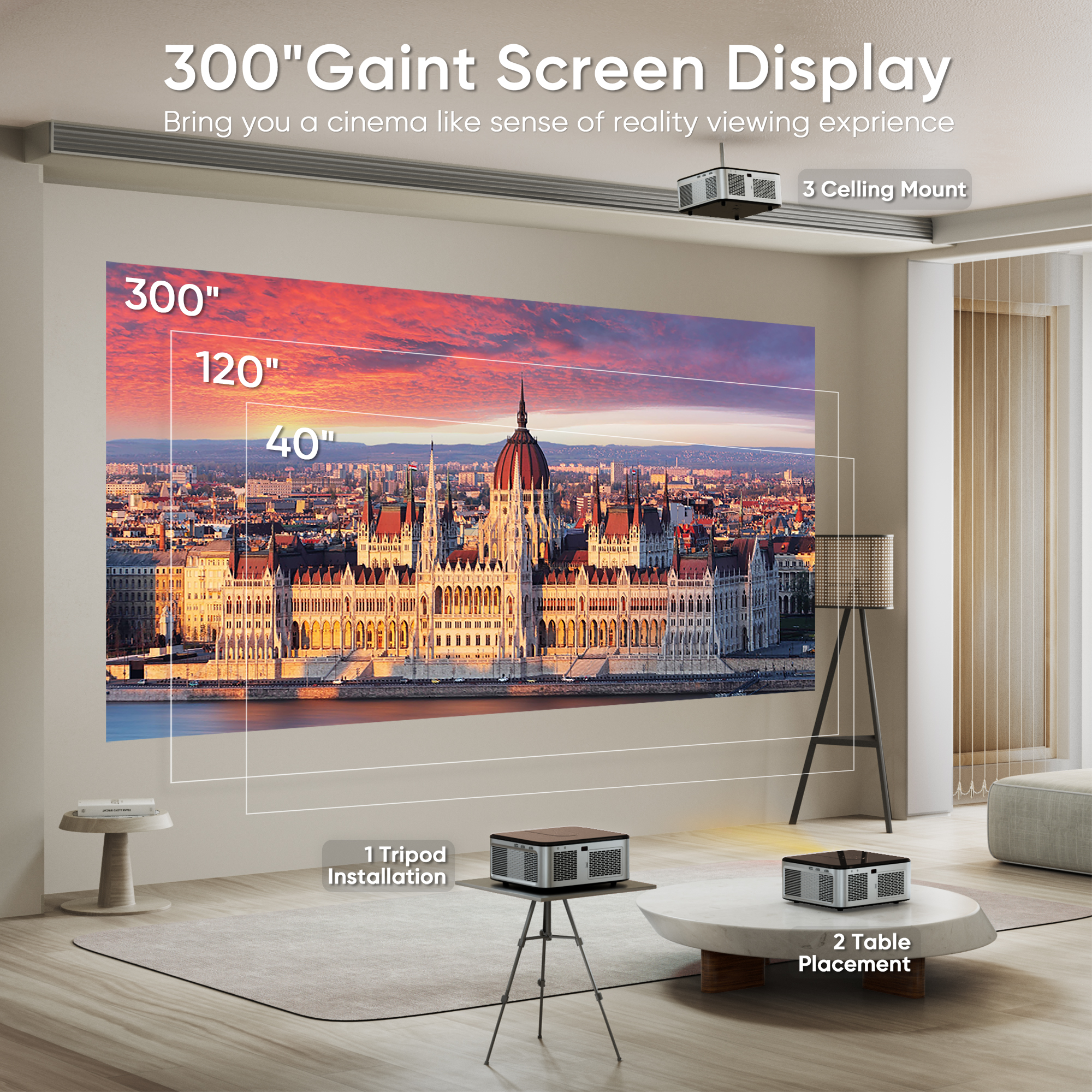 HORLAT T03 1100Ansi Lumen Android 4K LED Projektor Full HD 1080P Video 8K Heimkino Auto Keystone 5G WiFi Tragbarer Projektor