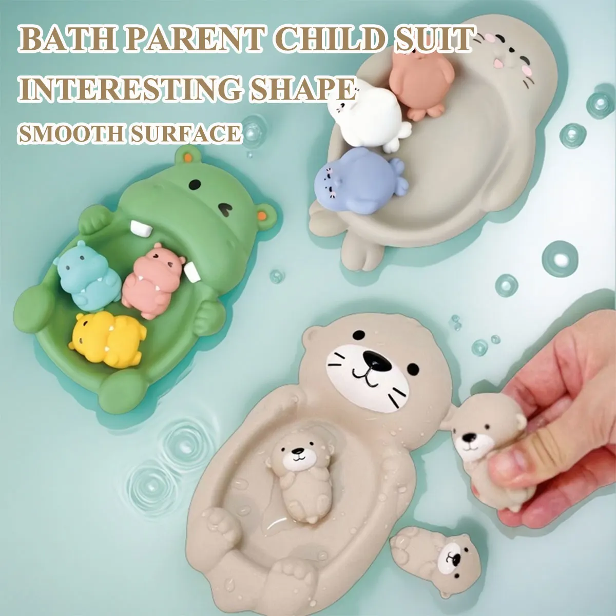 Brinquedos de banho do bebê flutuante animal lontra hipopótamo selo criança banheiro chuveiro basquete aro jogo crianças piscina água jogar presente