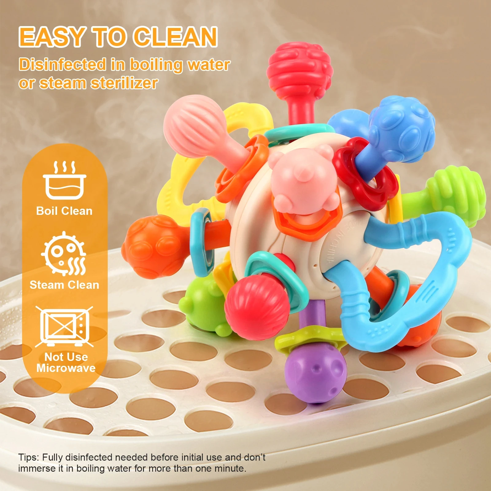Baby Toy Manhattan Round Ball Soft Silicone Hand Grab Ball Rattle Infantil Chewable Teethers Toys For Infant 0-12months