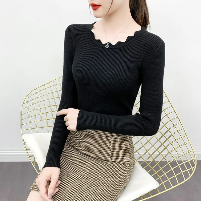 2024แฟชั่นแขนยาวElegant O-คอเสื้อกันหนาวผู้หญิงฤดูใบไม้ร่วงSlimถักเสื้อฤดูหนาวCasual Pullover Jumper