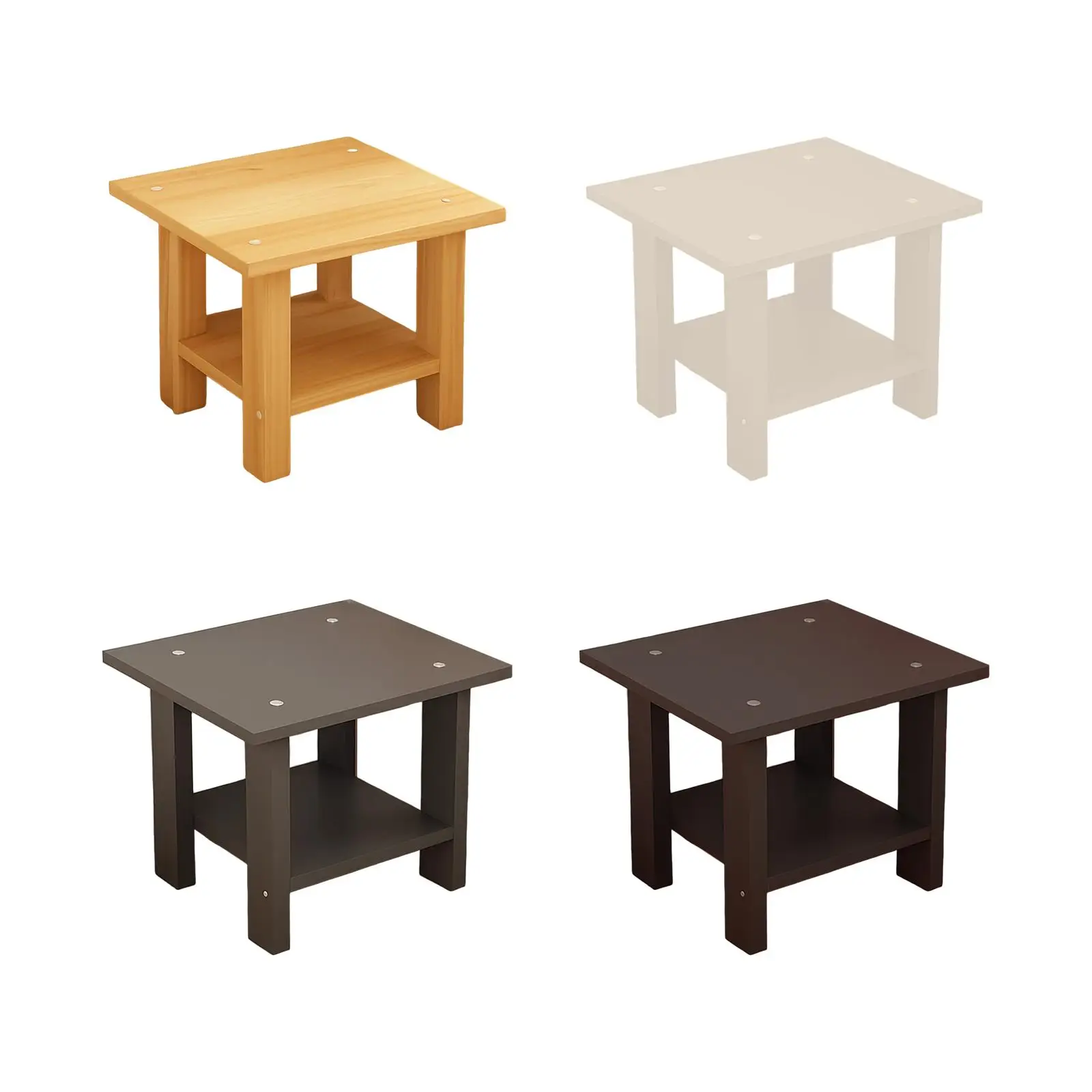 Mesa lateral de madeira com camadas duplas, multifuncional, resistente, moderna, leve para lâmpadas, telefones, laptop, mesa final 30x30x31cm