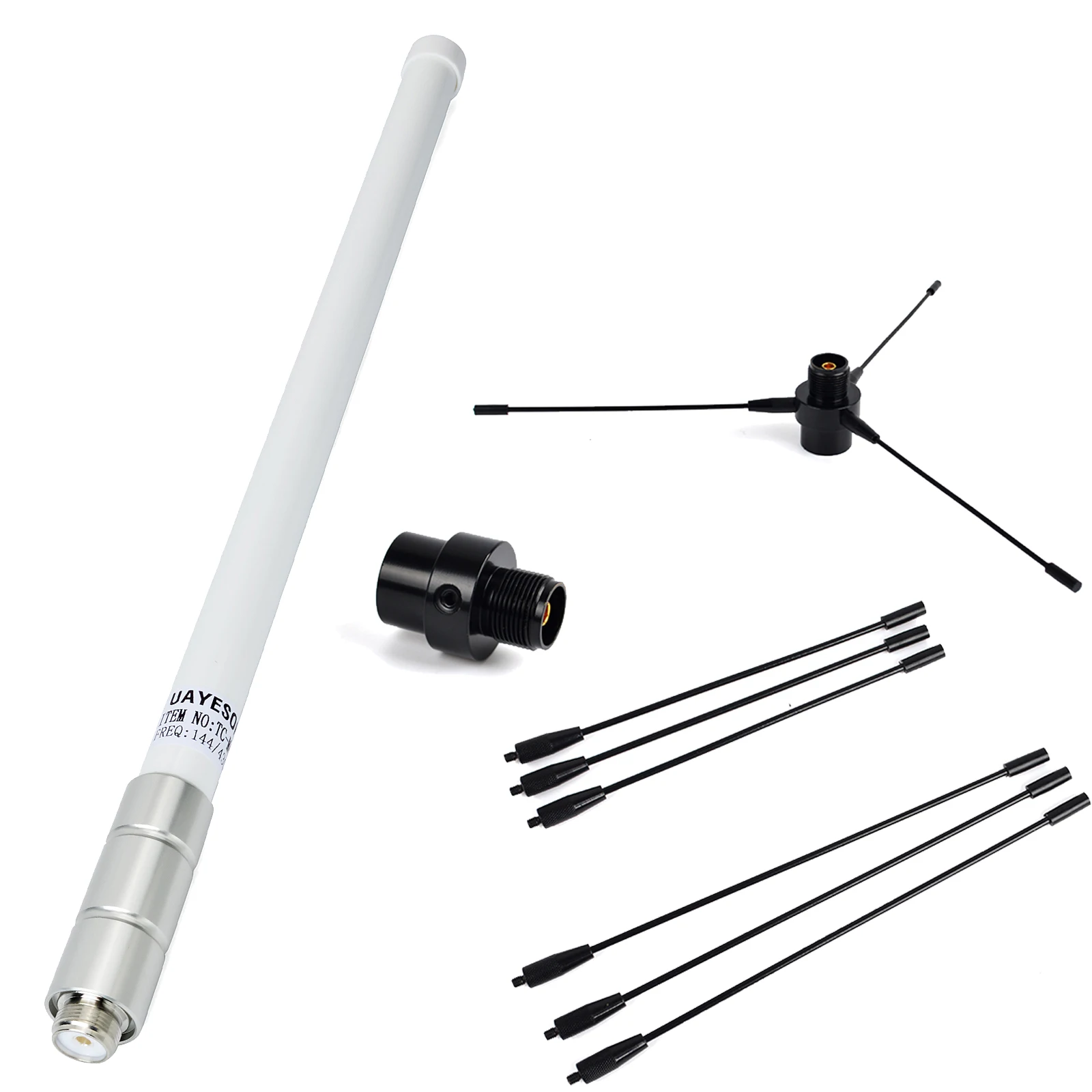 Antena Base de Radio móvil de fibra de vidrio VHF 136-174mhz y antena Base móvil PL259 a SO239 plano de tierra para transceptor de Radioaficionado
