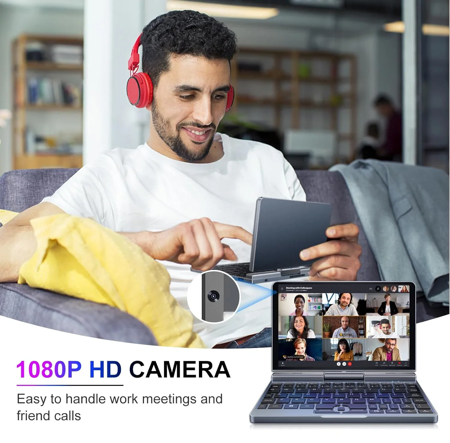 P8 Mini Pocket Laptop 8 Inch Touchscreen Intel 12th Gen N100 12GB DDR5 WiFi-6 2 In 1 Yoga Tablet Portable Notebook PC Windows 11
