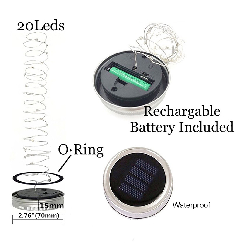 Solar Decorative Fairy Light Outdoor Waterproof Light Control Solar Power Glass Decorative Light Lid Accessories Solar Lamp Bead