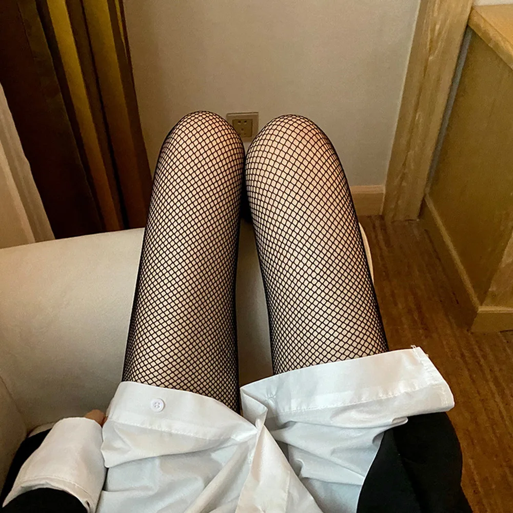 Calze a rete Sexy calze da donna scavate calze al ginocchio Sexy trasparenti calze lunghe Kawaii stile coreano gotico