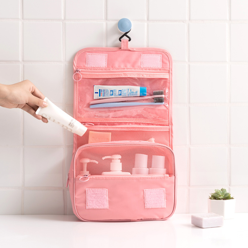 Bolsa de almacenamiento de viaje multifuncional, bolsa de maquillaje de mano de doble capa para mujer, bolsa de aseo de viaje para hombre
