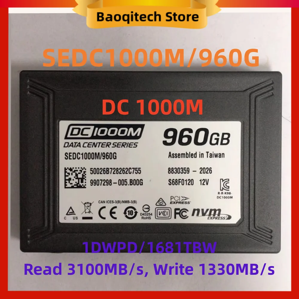 ยี่ห้อใหม่ SEDC1000M 960G 1.92T 3.84T U2 PCle NVMe Gen3 x4 3D TCL SSD DC1000M สําหรับ Kingston