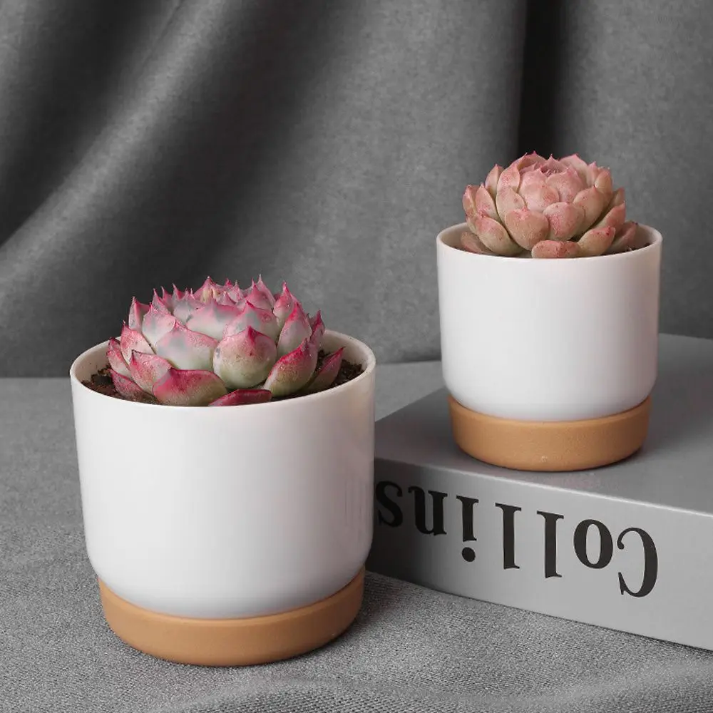 Vaso da fiori autoirrigante stoccaggio automatico dell'assorbimento d'acqua vaso per fioriera succulenta rotondo a doppio strato vaso da fiori per piante verdi piccole