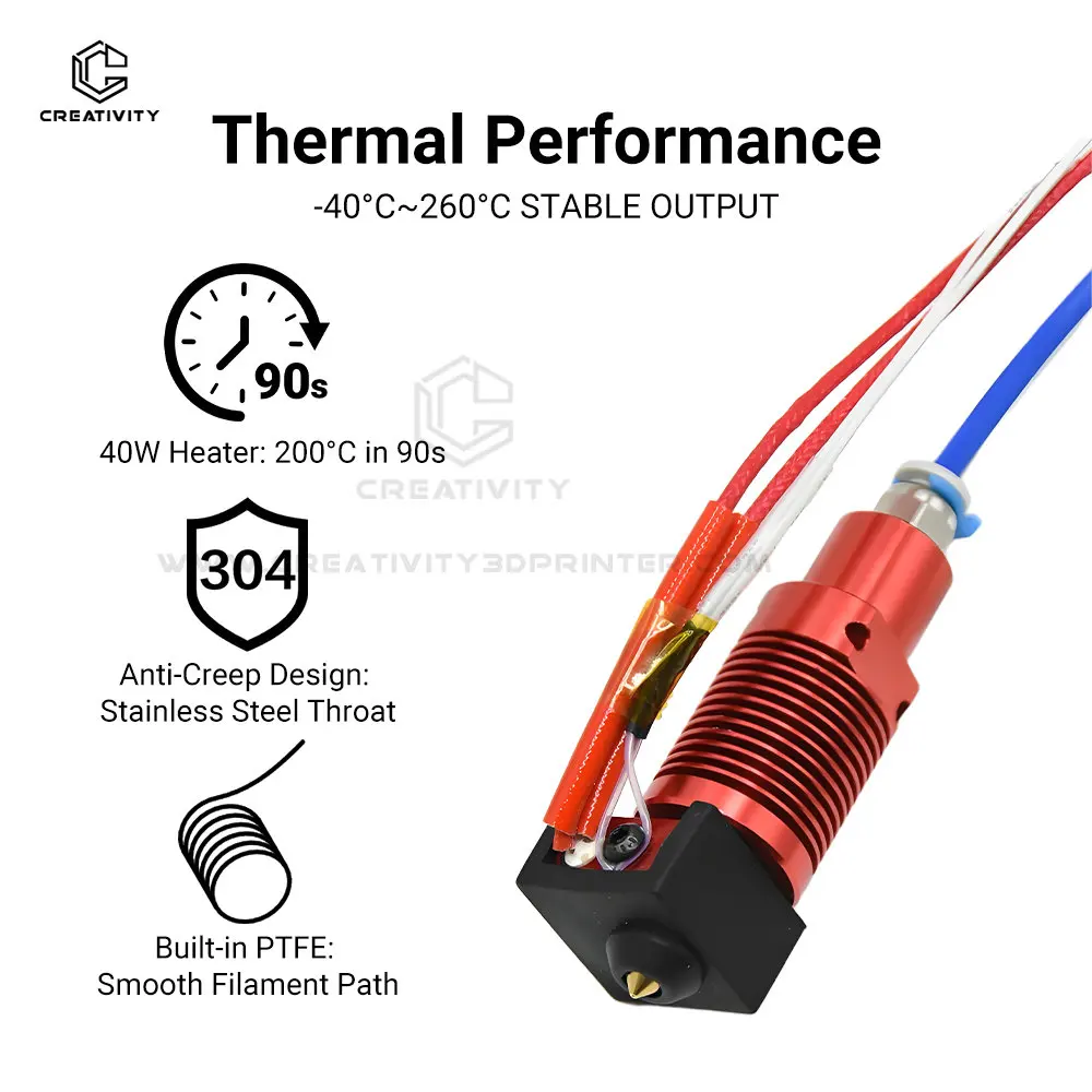 Kit de extrusora de extremidade quente CR10 MK8 com cabeça em J de metal creality Ender 3 Bloco de calor Bocal aquecedor Termistor para impressora 3D CR10s Pro Ender3 V2 Ender 5