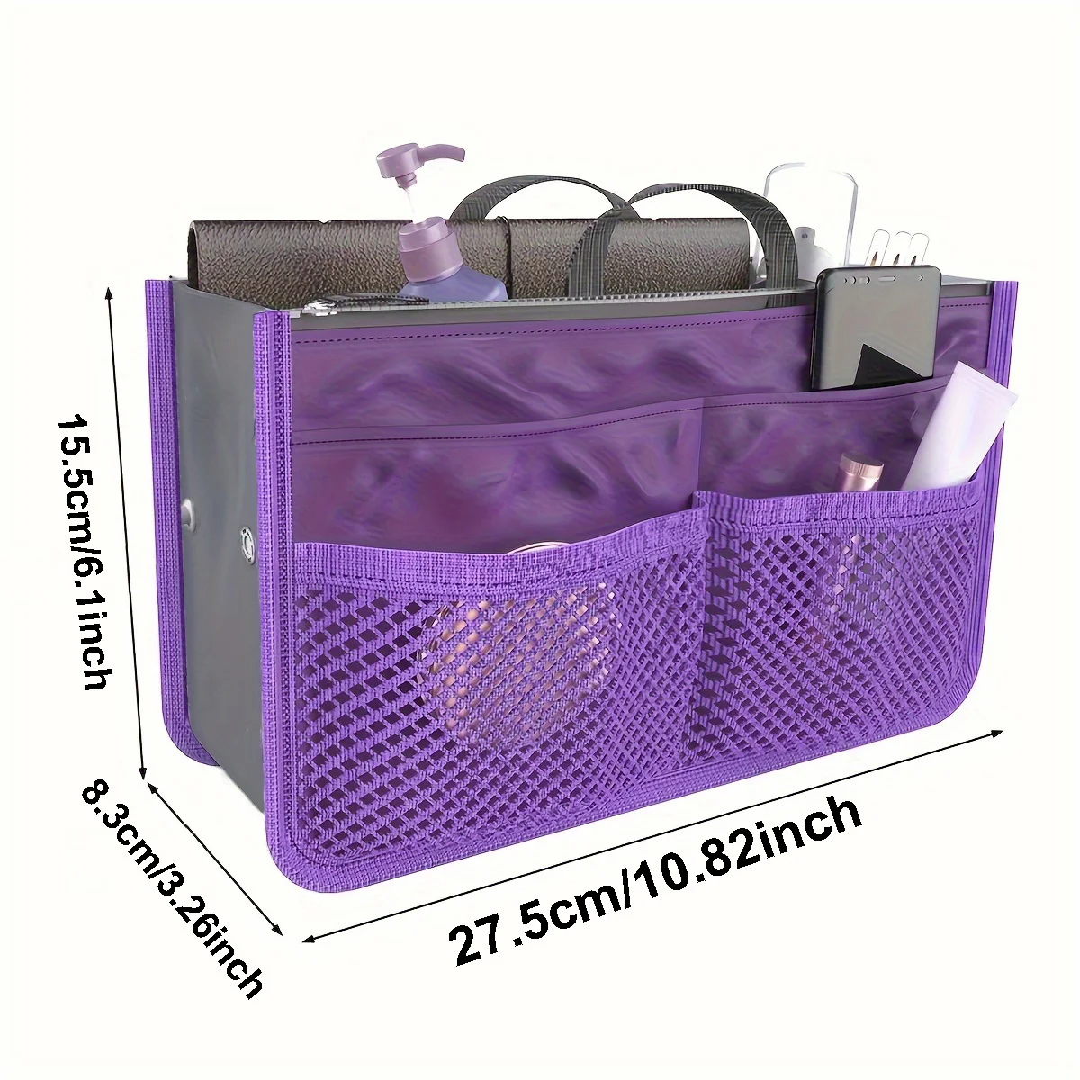 Multifunctional Bi-fold Storage Bag Double Zipper Large Capacity Storage Arrangement Makeup Toiletries Large Classification Bag