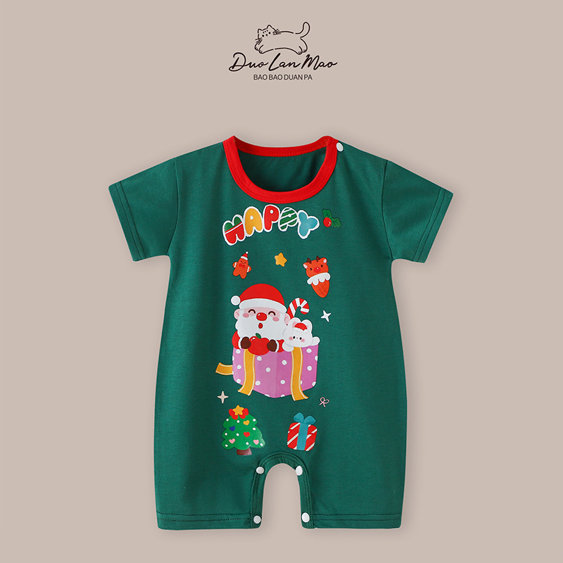 Monos de algodón de manga corta para bebés, ropa de Navidad para bebés de 6 a 24 meses, Mono para recién nacidos