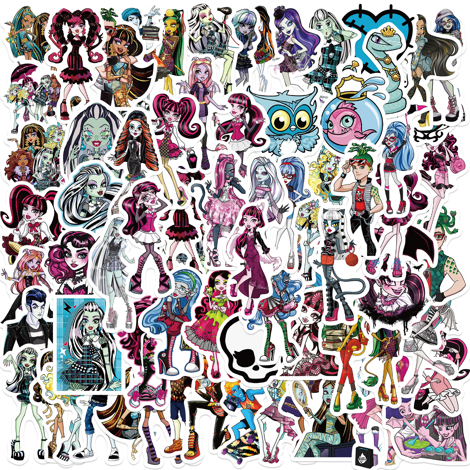 70Pcs Riman Monster High School Graffiti Stickers For Skateboard Bicycle Guitar Laptop Kids Waterproof Stiker Toys