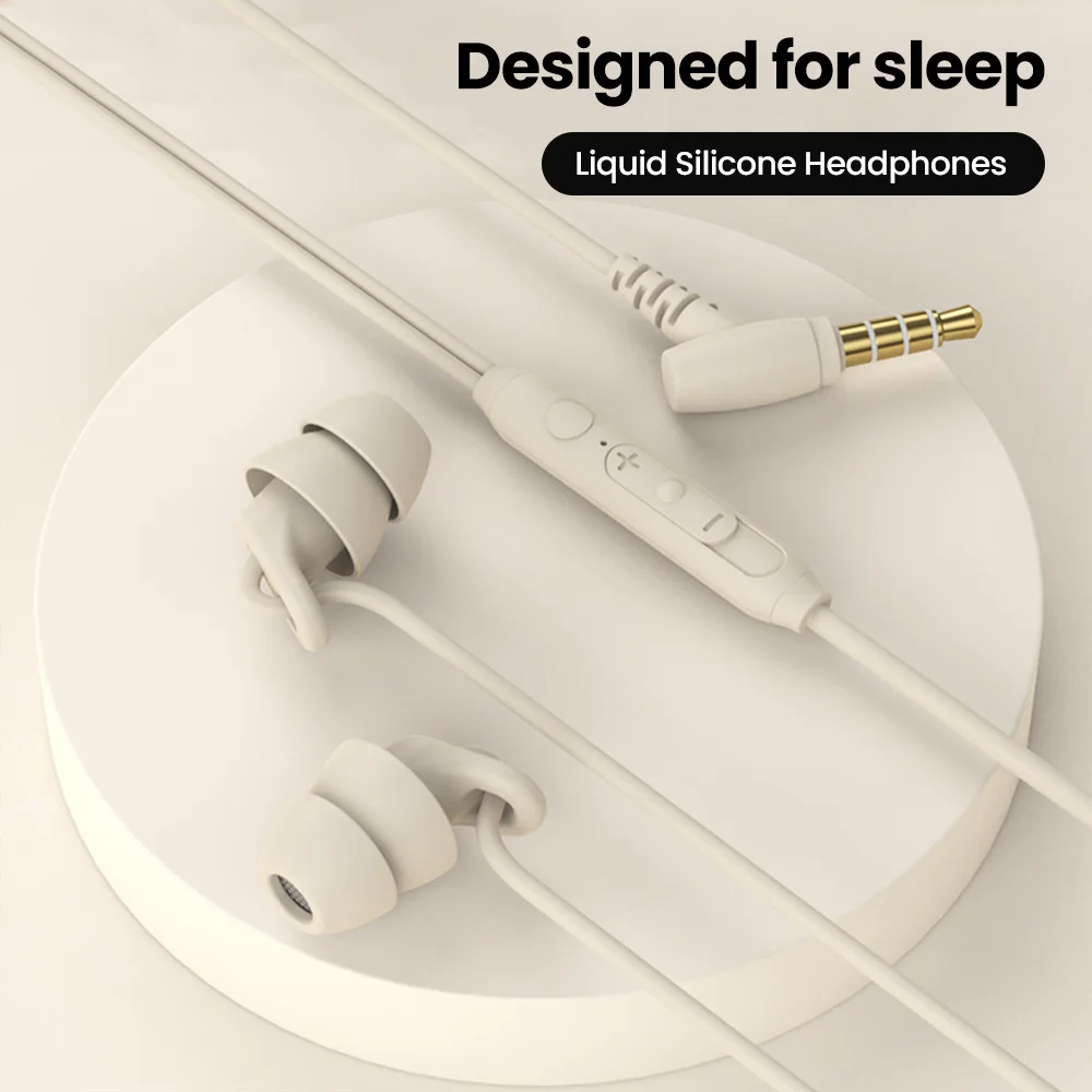 Auriculares de silicona suave con cable, manos libres, tipo C, conector de 3,5mm, intrauditivos para dormir, con cable, con micrófono, Control en línea