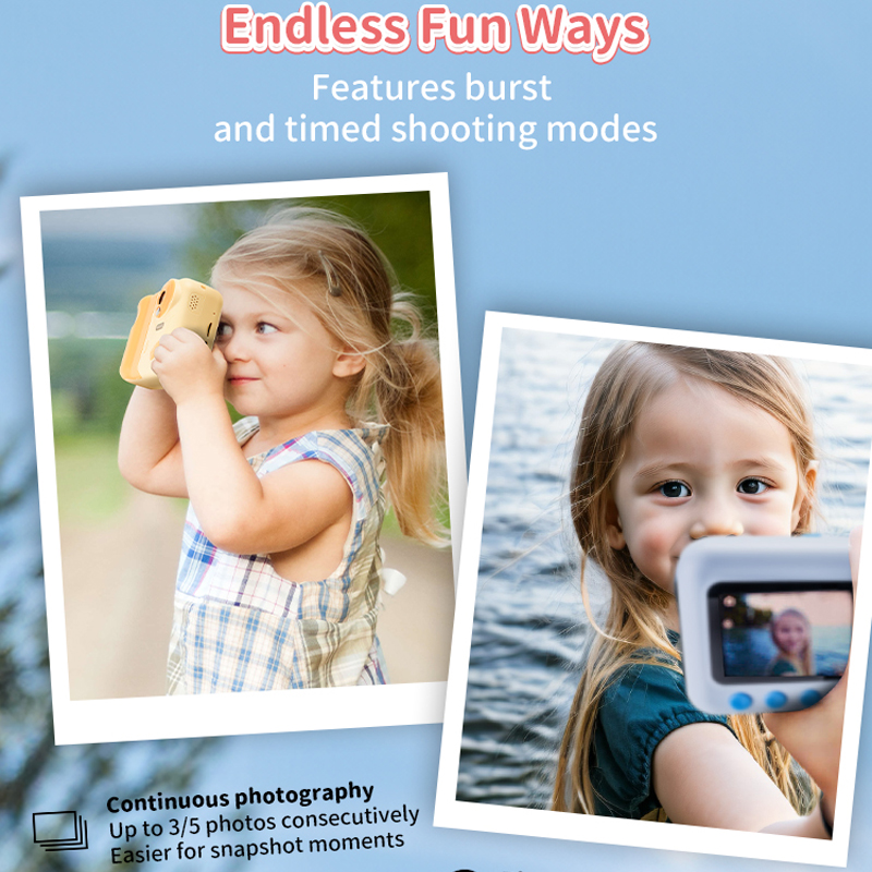 Kinderkamera Digital Instant Print HD 1080P Videokamera Spielzeug Mini Cam Farbdisplay Kinder Geburtstagsgeschenk Fotografie