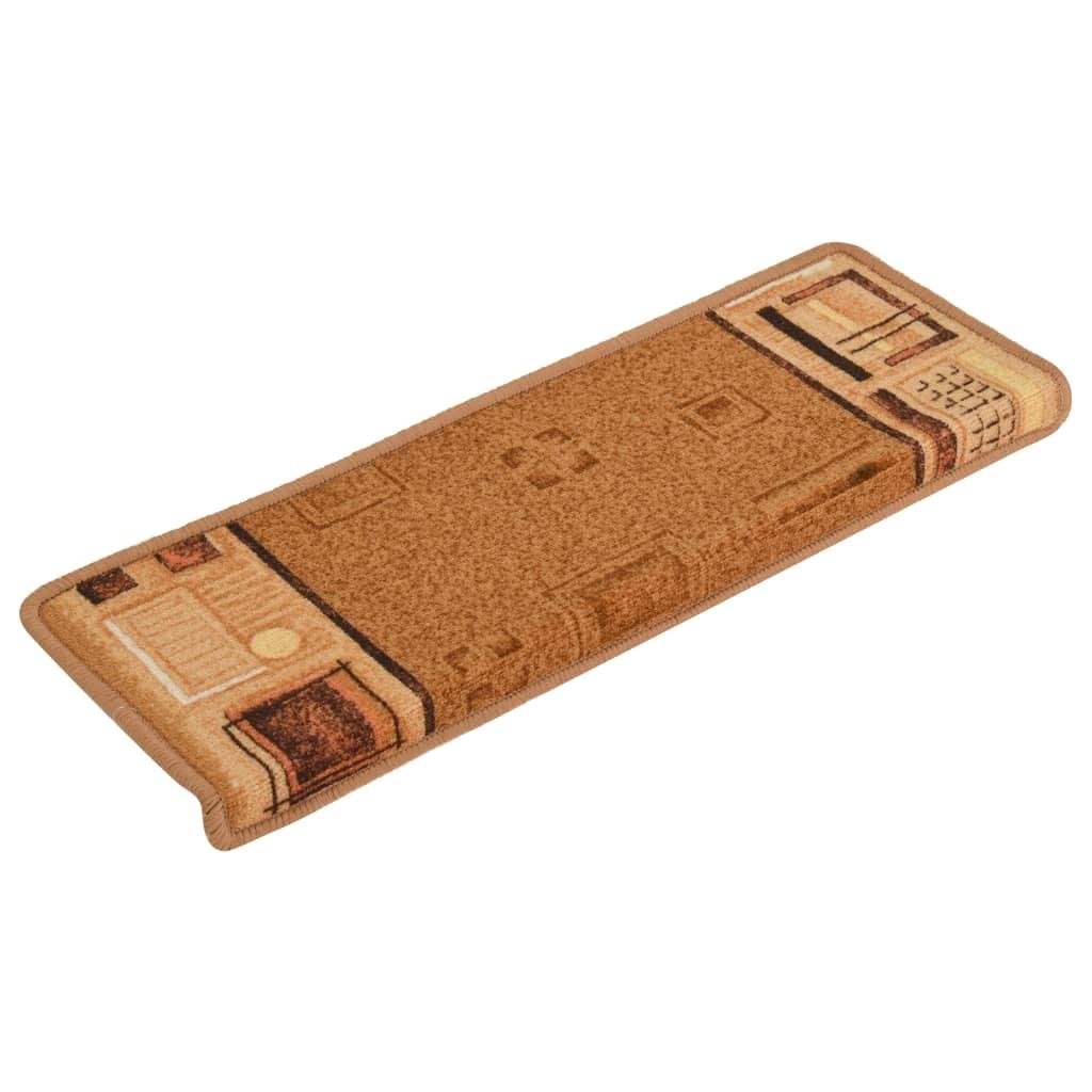 10 Pcs Self-Adhesive Beige Stair Mats 65x21x4 cm Anti-Slip Floor Protector