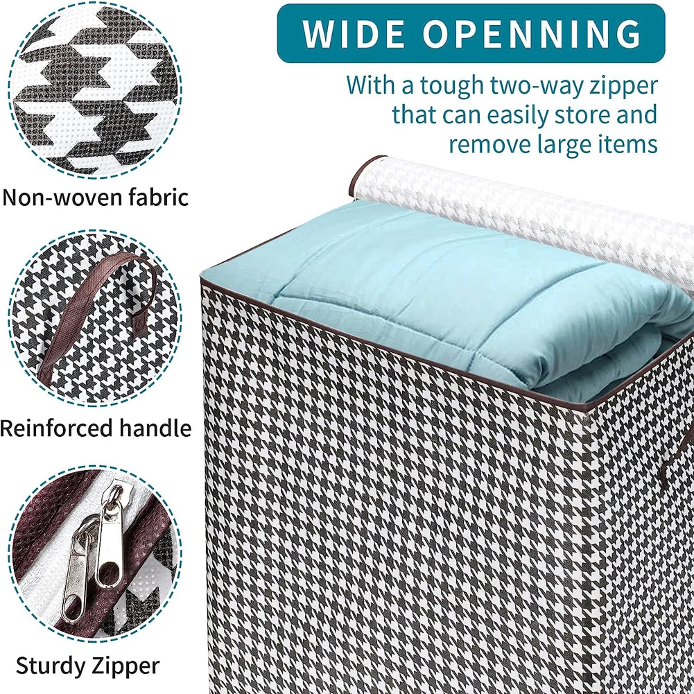Folding Clothes Storage Bag Visible Portable Wardrobe Sorting Clothes Storage Box with Reinforced Handle for Bedding Quilt