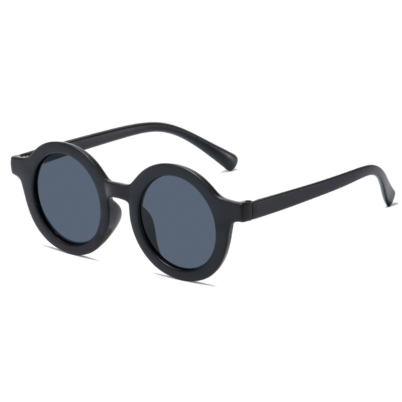 Óculos de sol coloridos para crianças, moldura de conveniência redonda, cor sólida retrô, proteção UV, nova moda