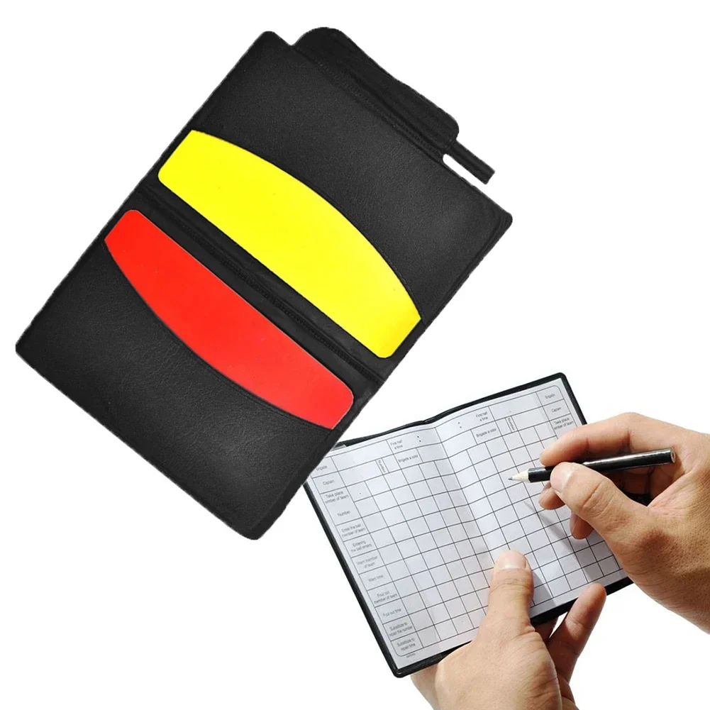 Juegos de tarjetas de árbitro de fútbol, tarjetas rojas y amarillas de advertencia de árbitro con billetera, hojas de puntuación, accesorios de juez para cuaderno