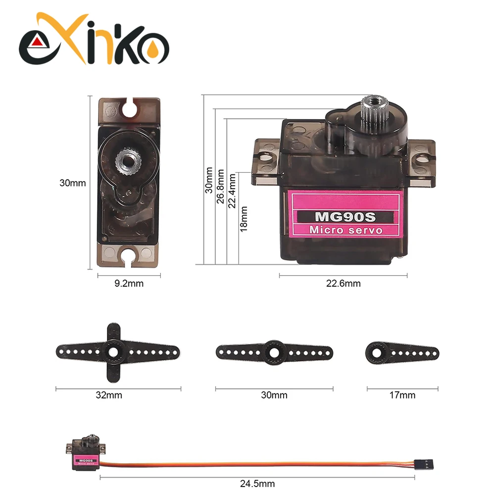 1-10 Uds MG90S Servo All Metal Gear 9g SG90 versión mejorada para helicóptero avión barco coche Trex 450 RC Robot 180/360 grados