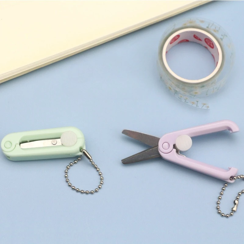 Mini ciseaux pour enfants, conception rétractable, ciseaux sûrs, lame en acier inoxydable, outils artistiques pour étudiants