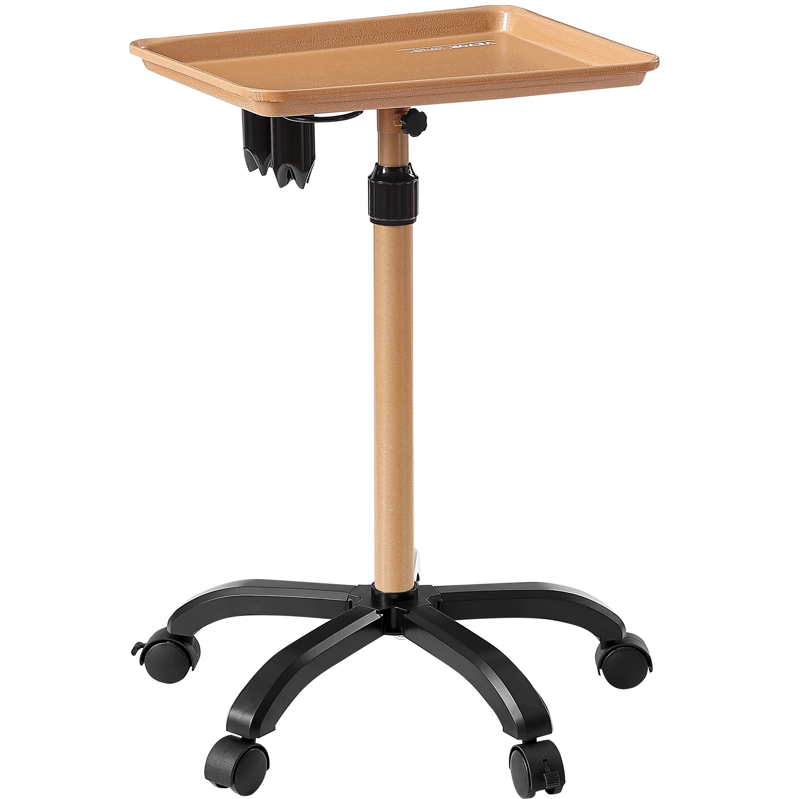 SucceBuy Carrello per vassoio da salone Vassoio per salone con rotelle regolabile in altezza da 30"-43" Vassoio per tatuaggi con piastra laminata a freddo con 5 ruote (2 chiudibili)