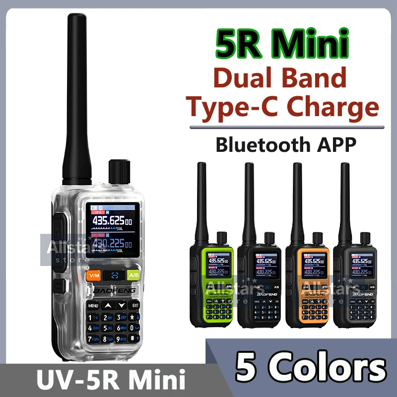 1PC/2PCS Neue BAOFENG UV 5R Mini Walkie Talkie 5W Bluetooth Multi Band Drahtlose Kopie Frequenz AM FM Typ-C Zwei Weg Radio Camping